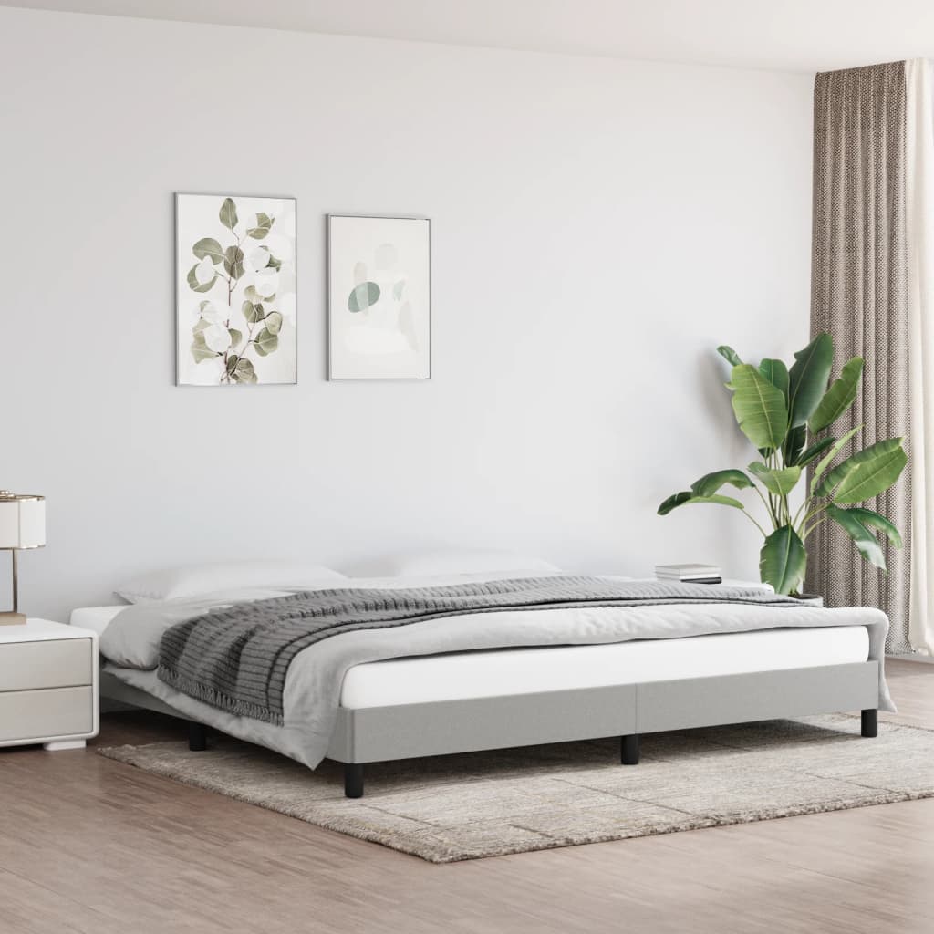 Cadre de lit sans matelas gris clair 200x200 cm tissu - XIOS