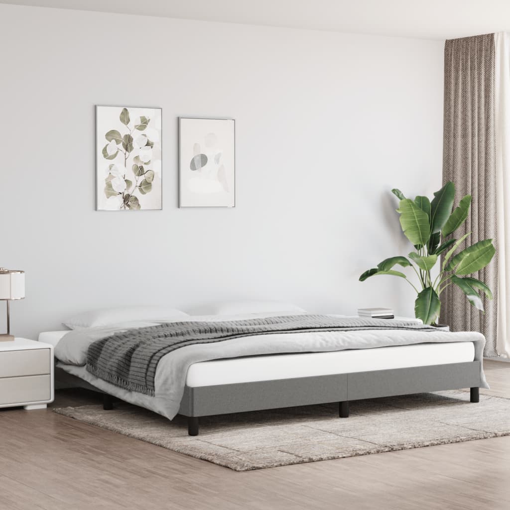 Cadre de lit sans matelas gris foncé 200x200 cm tissu - XIOS