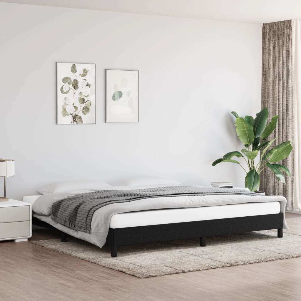 Cadre de lit sans matelas noir 200x200 cm tissu - XIOS