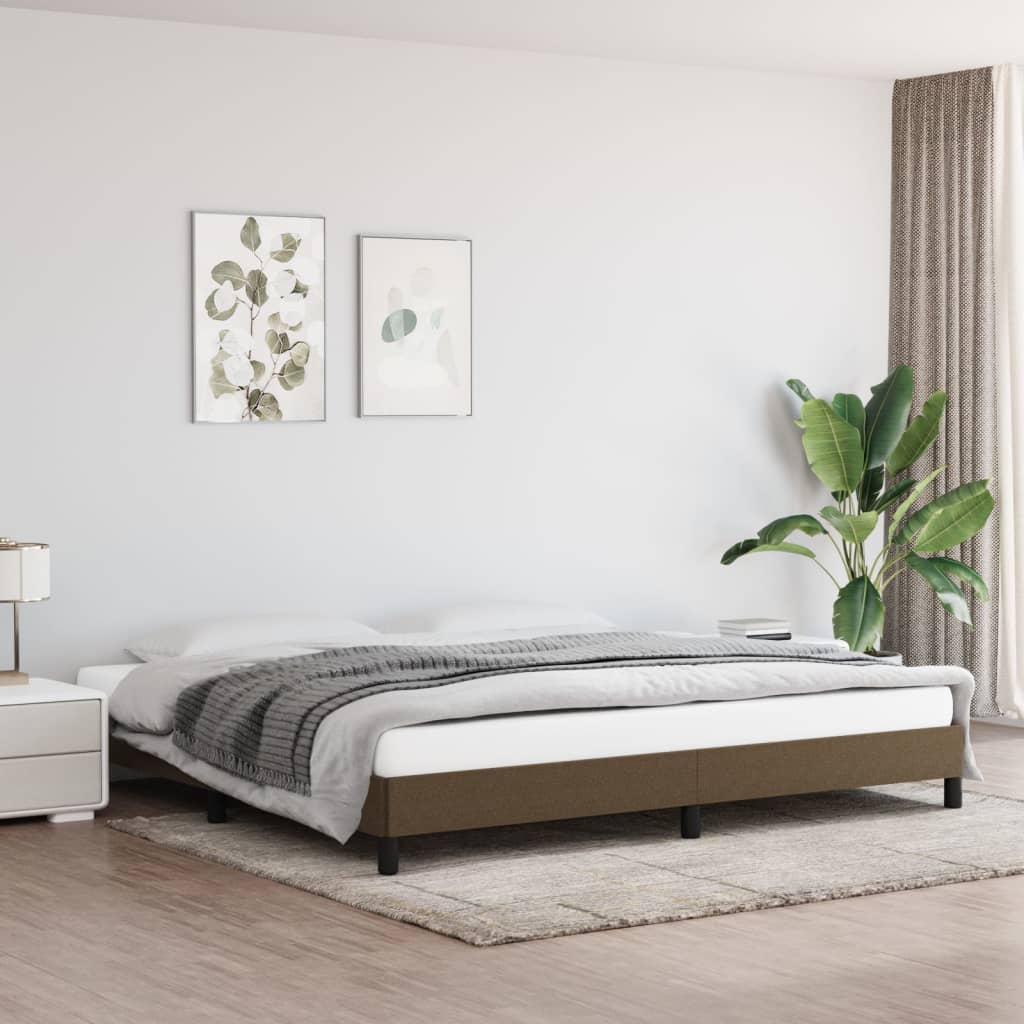 Cadre de lit sans matelas marron foncé 200x200 cm tissu - XIOS