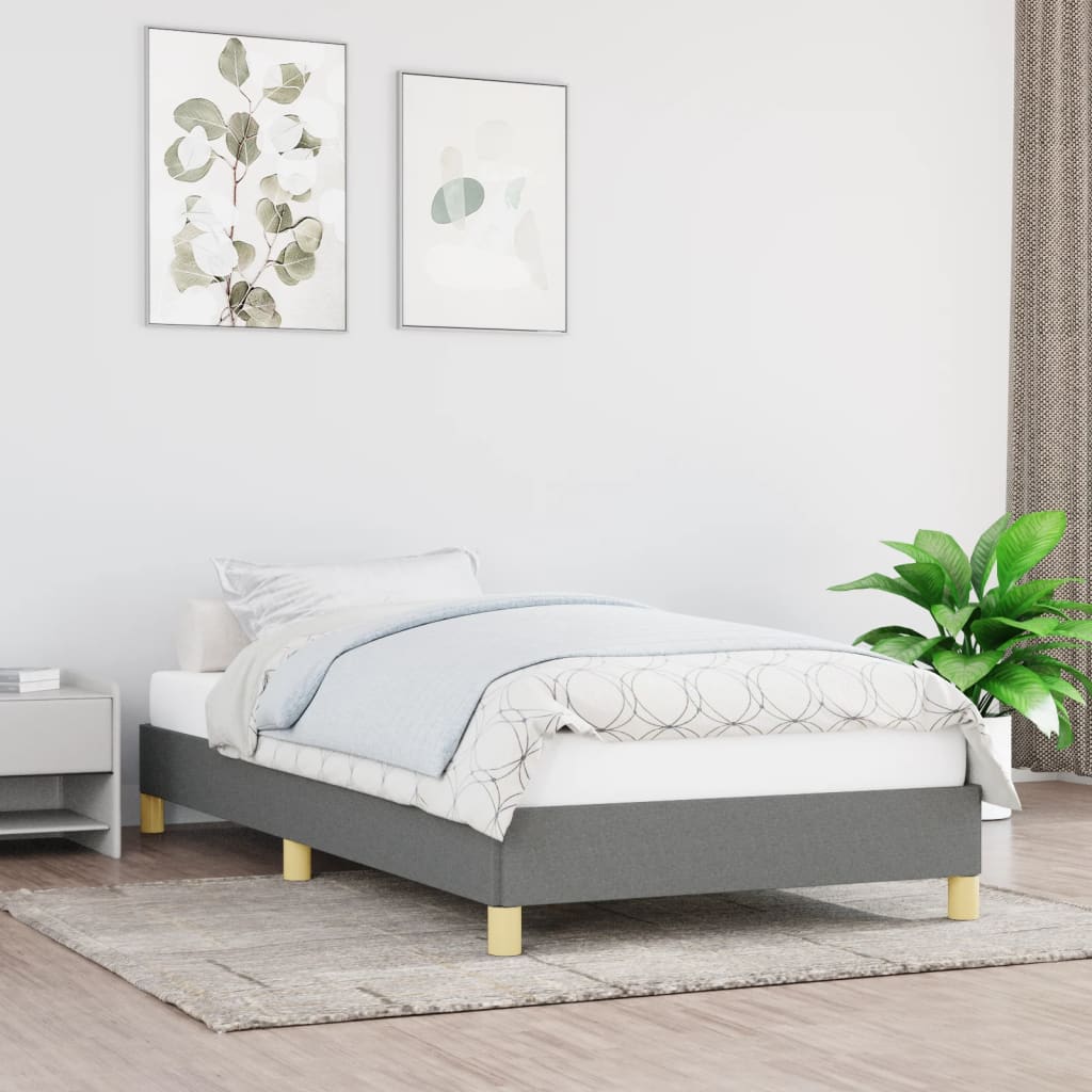 Cadre de lit sans matelas gris foncé 80x200 cm tissu - XIOS