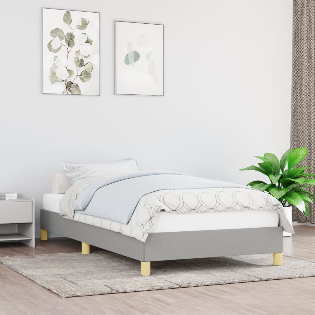 Cadre de lit sans matelas gris clair 90x190 cm tissu - XIOS