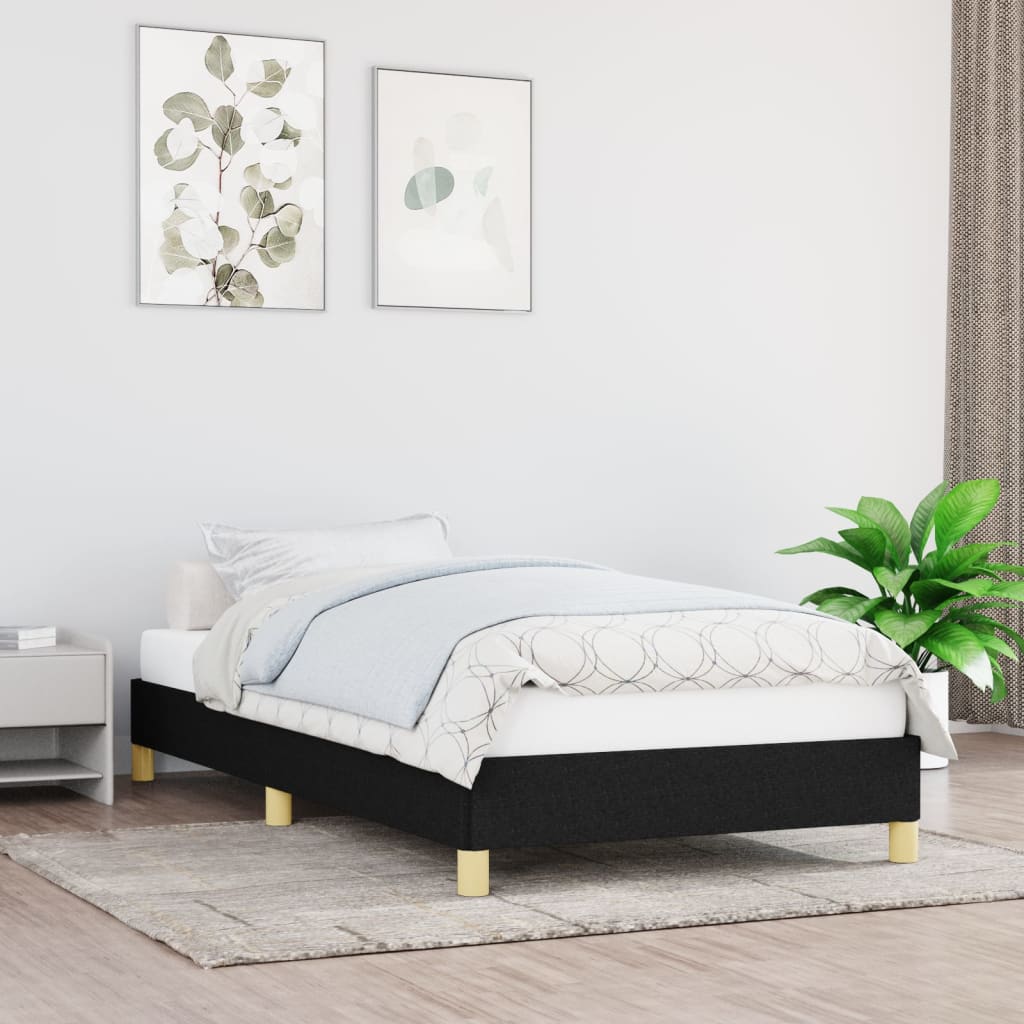 Cadre de lit sans matelas noir 90x190 cm tissu - XIOS