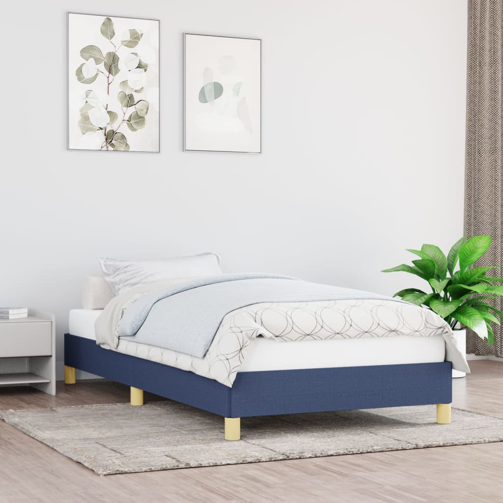 Cadre de lit sans matelas bleu 90x190 cm tissu - XIOS