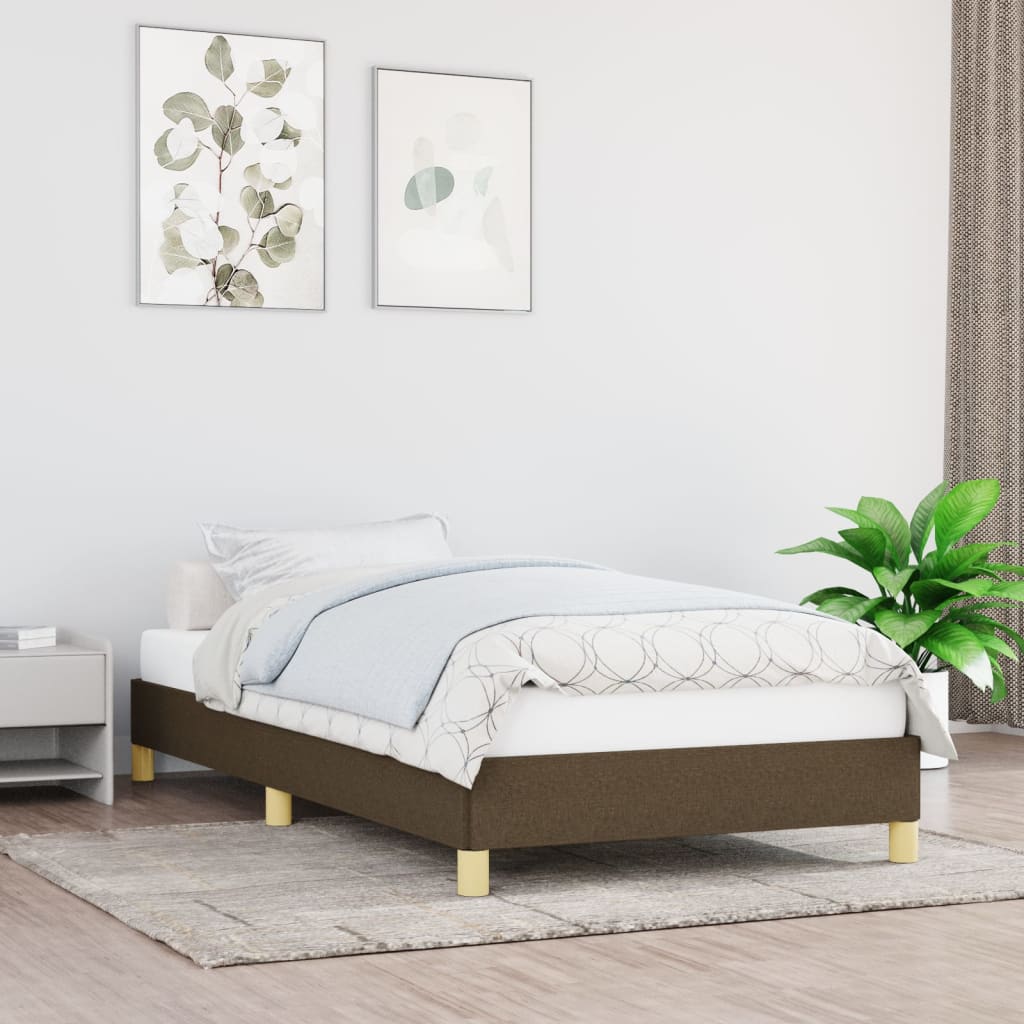 Cadre de lit sans matelas marron foncé 100x200 cm tissu - XIOS