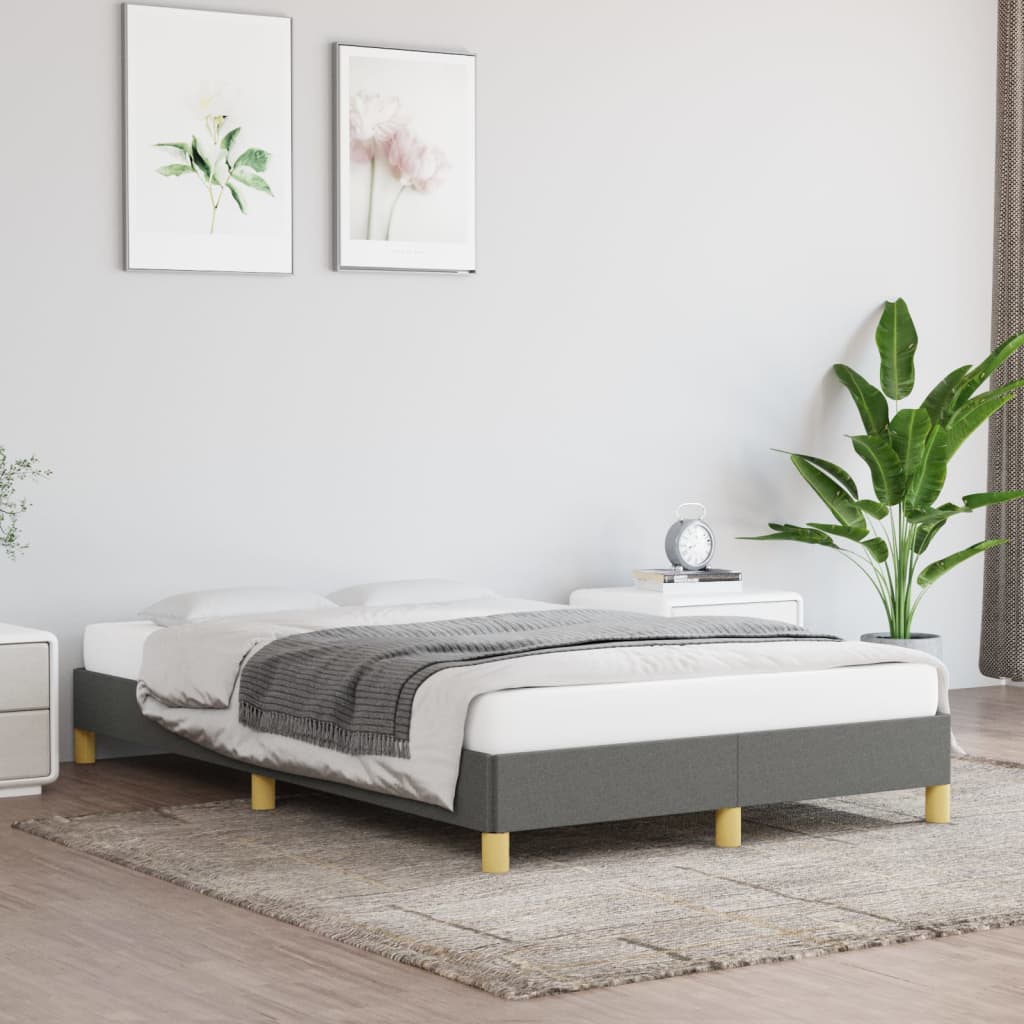 Cadre de lit sans matelas gris foncé 120x200 cm tissu - XIOS