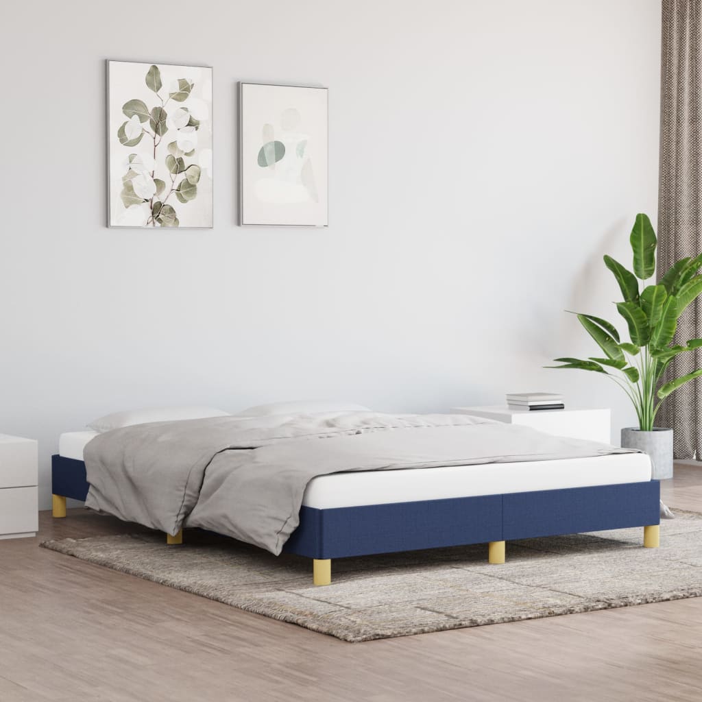 Cadre de lit sans matelas bleu 140x190 cm tissu - XIOS