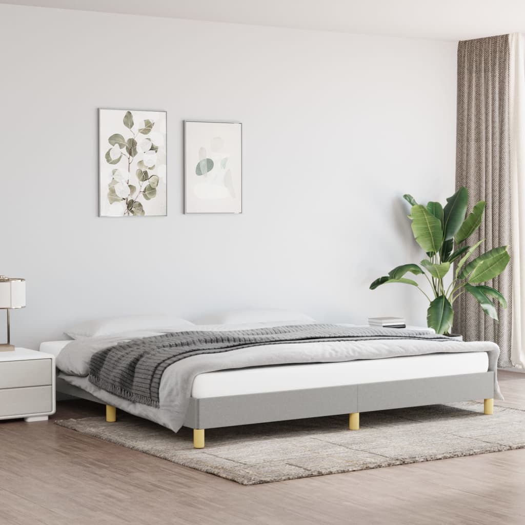 Cadre de lit sans matelas gris clair 200x200 cm tissu - XIOS