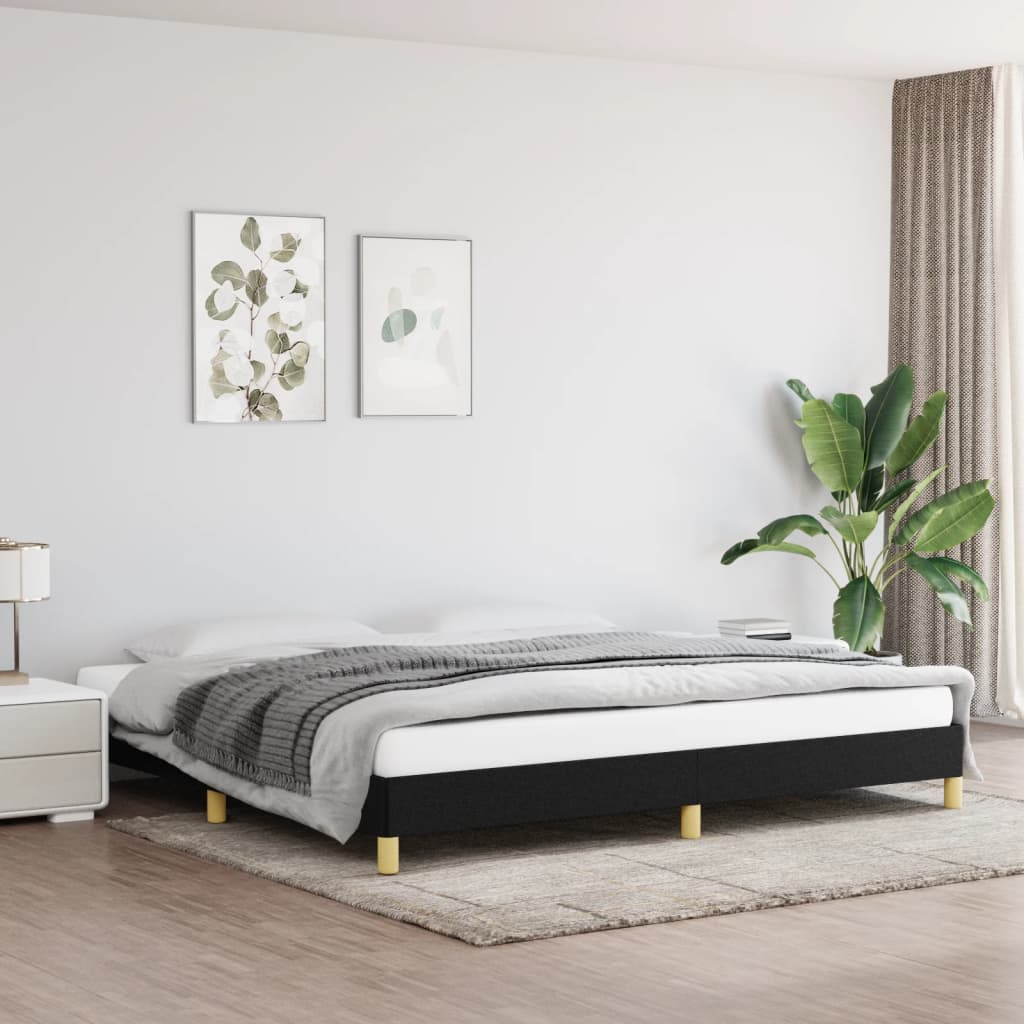 Cadre de lit sans matelas noir 200x200 cm tissu - XIOS