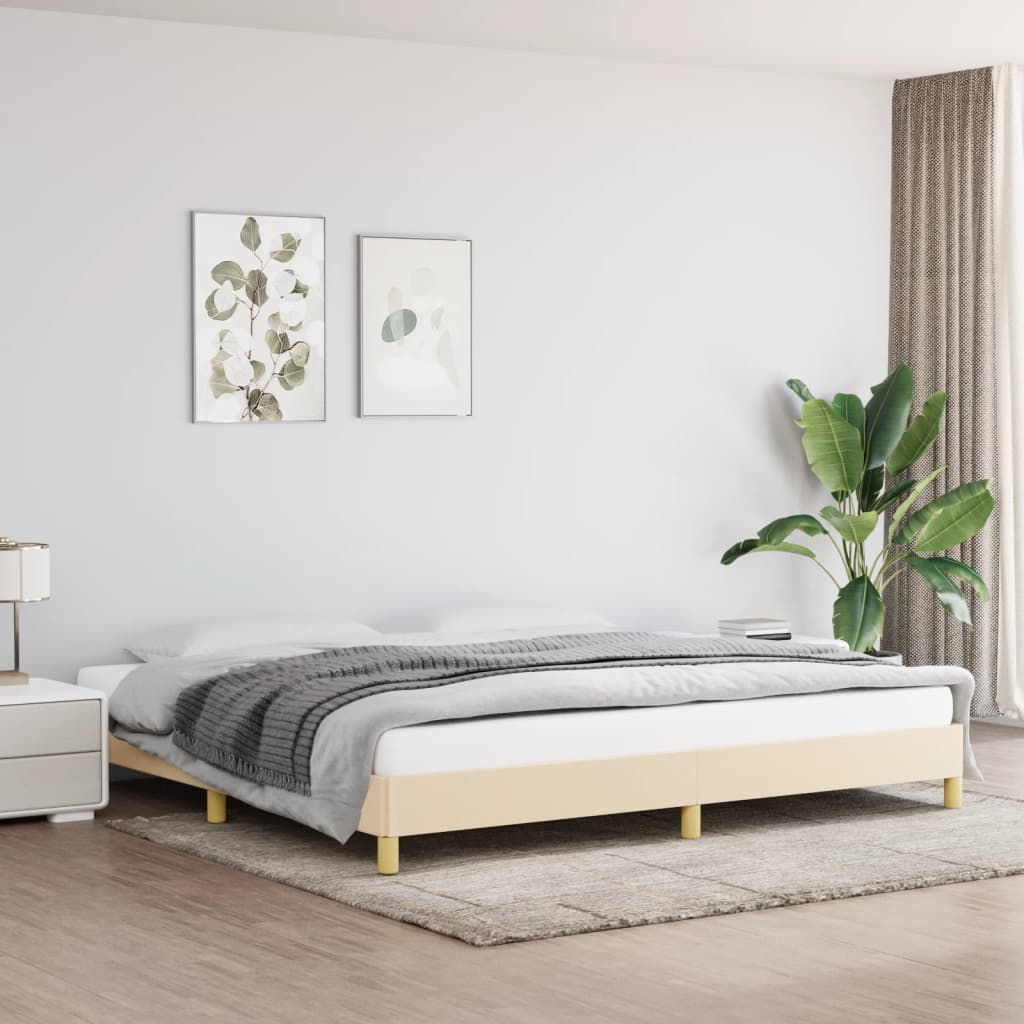Cadre de lit sans matelas crème 200x200 cm tissu - XIOS