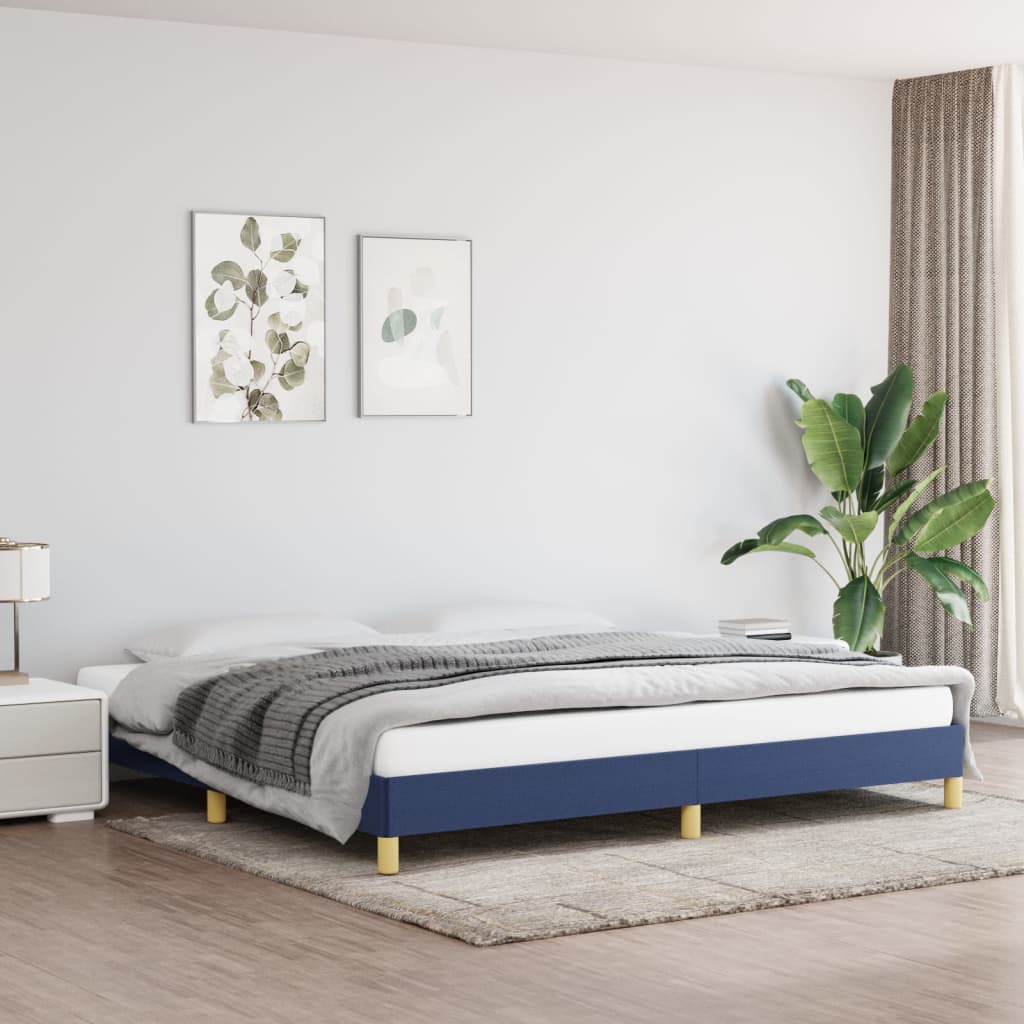Cadre de lit sans matelas bleu 200x200 cm tissu - XIOS