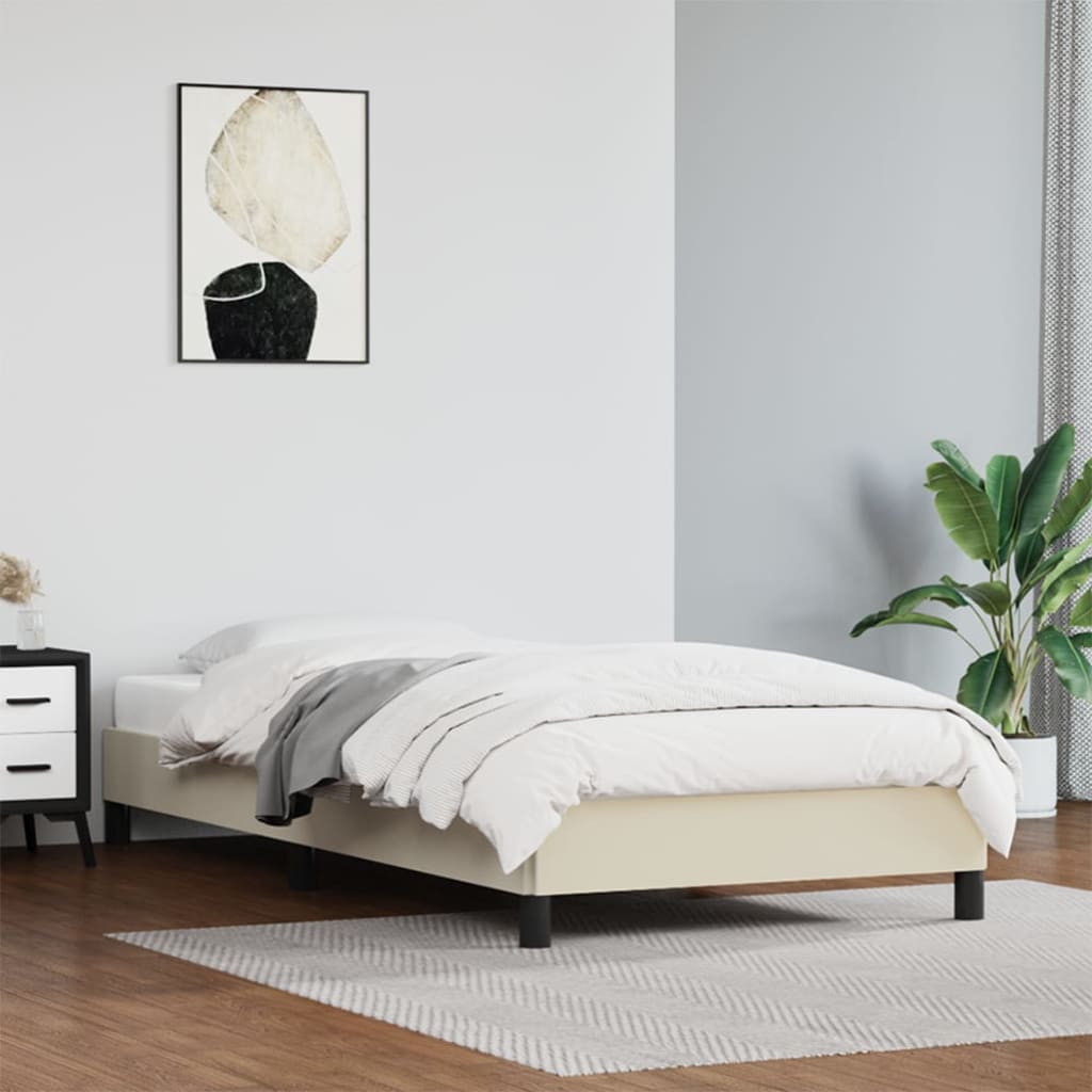 Cadre de lit sans matelas crème 100x200 cm similicuir - XIOS