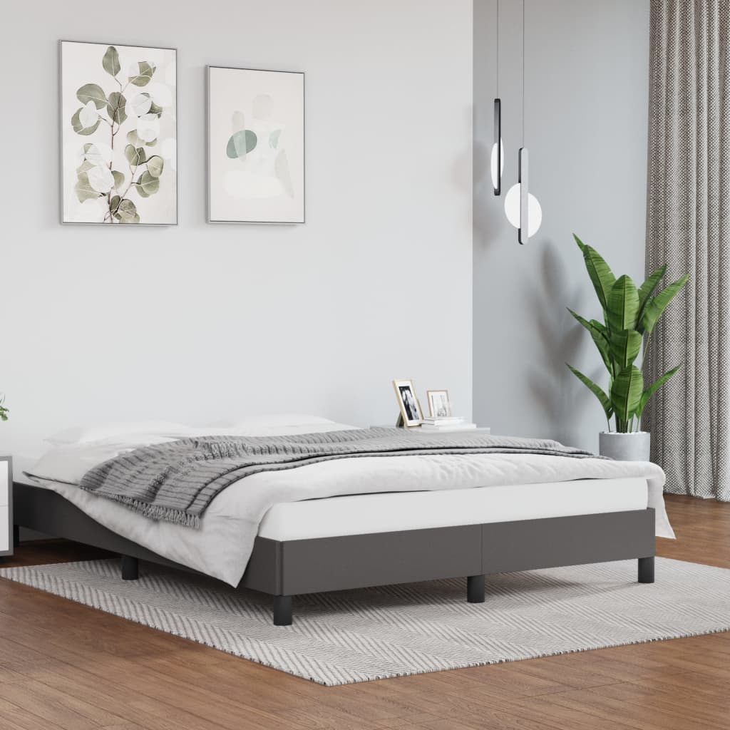 Cadre de lit sans matelas gris 140x190 cm similicuir - XIOS