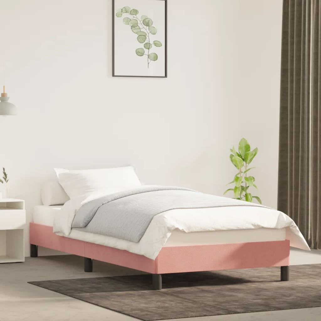 Cadre de lit sans matelas rose 80x200 cm velours - XIOS