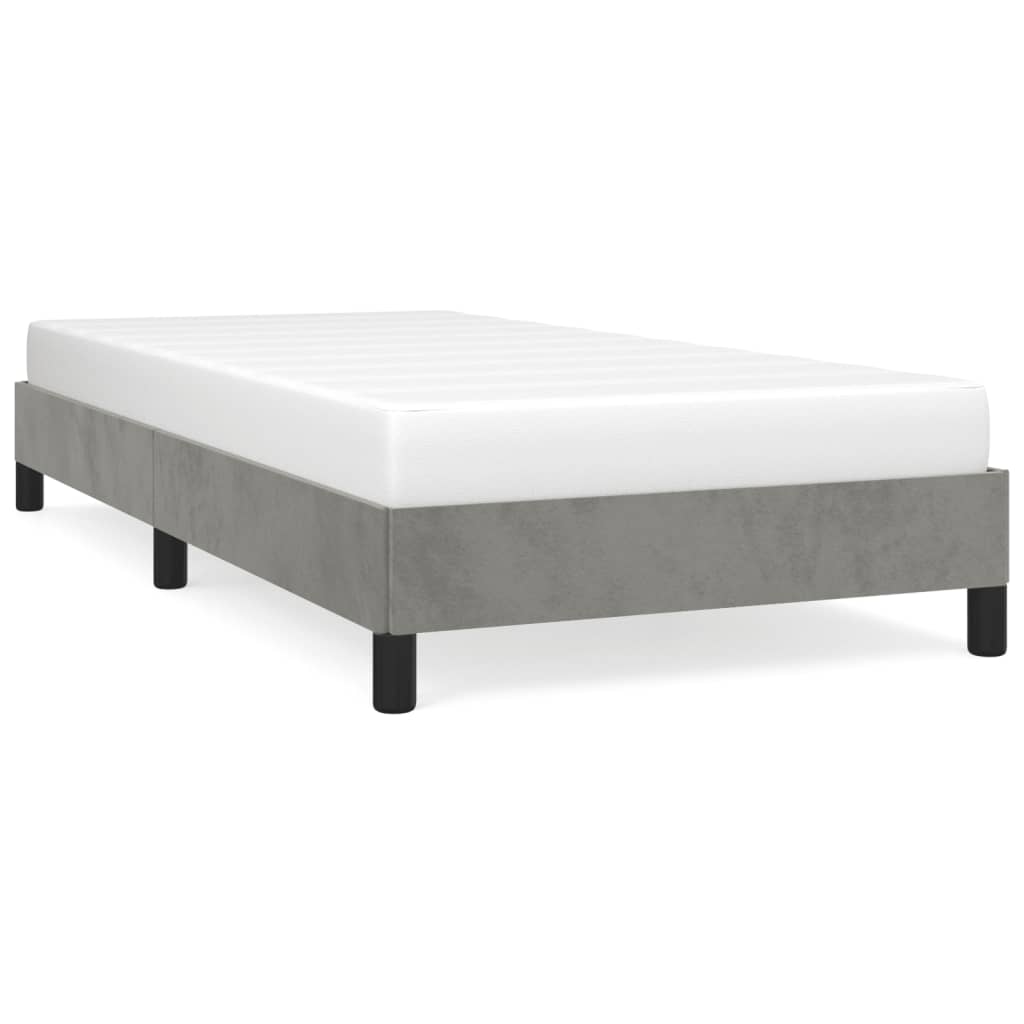 Cadre de lit sans matelas gris clair 90x190 cm velours - XIOS