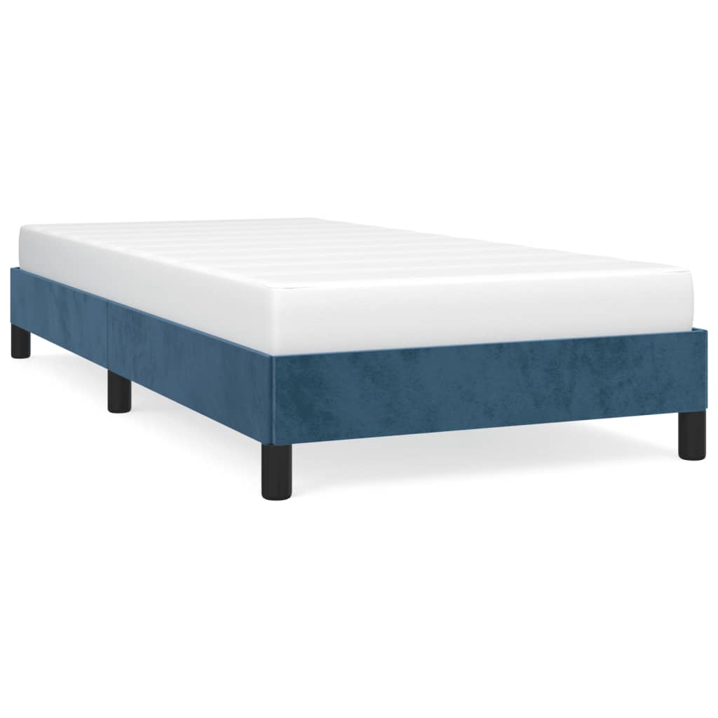 Cadre de lit sans matelas bleu foncé 90x190 cm velours - XIOS