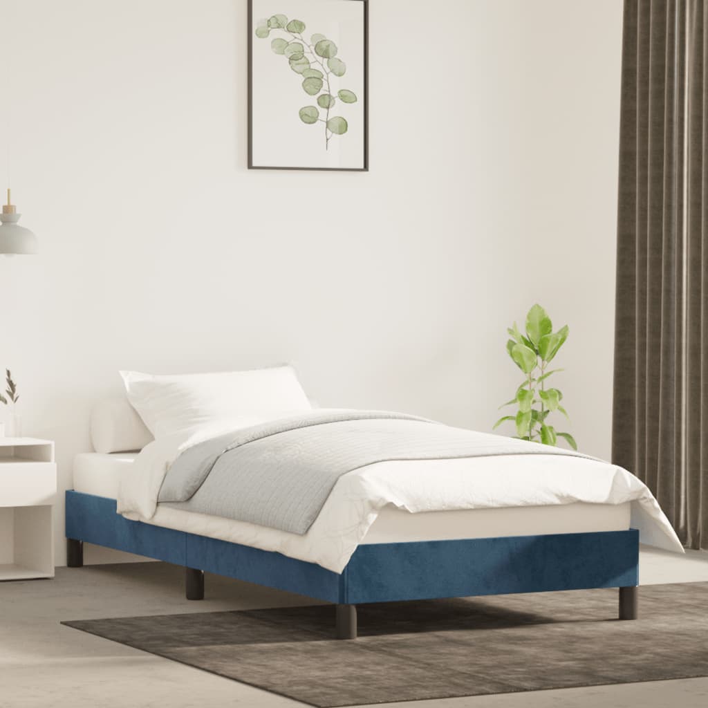 Cadre de lit sans matelas bleu foncé 90x200 cm velours - XIOS