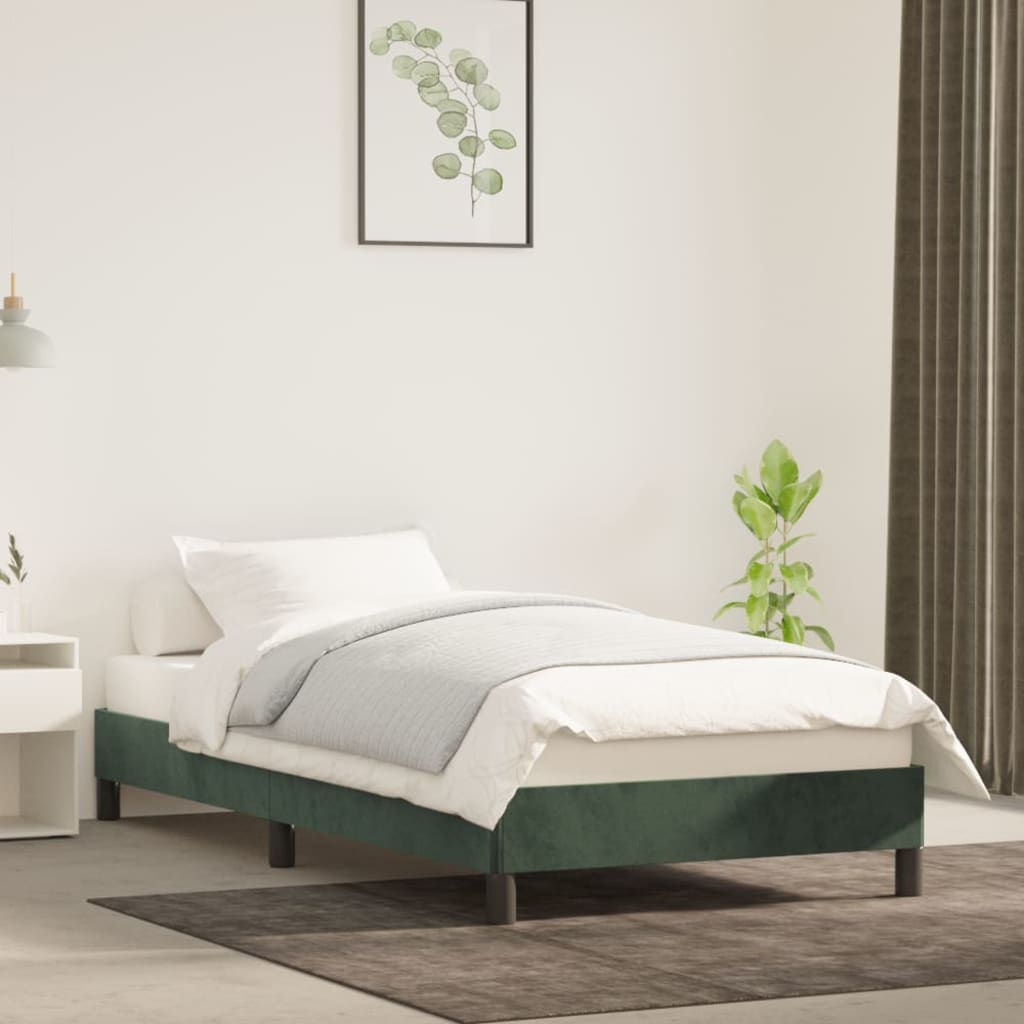 Cadre de lit sans matelas vert foncé 100x200 cm velours - XIOS