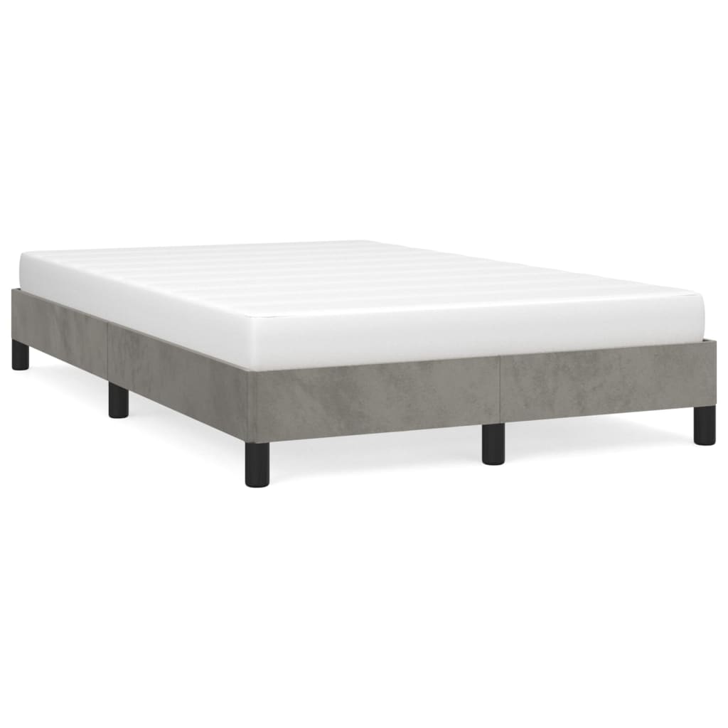 Cadre de lit sans matelas gris clair 120x200 cm velours - XIOS