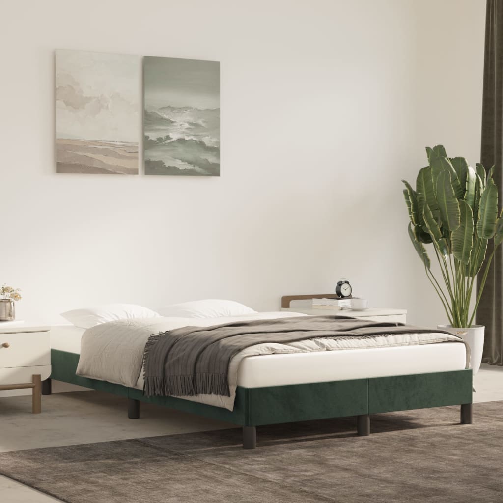 Cadre de lit sans matelas vert foncé 120x200 cm velours - XIOS
