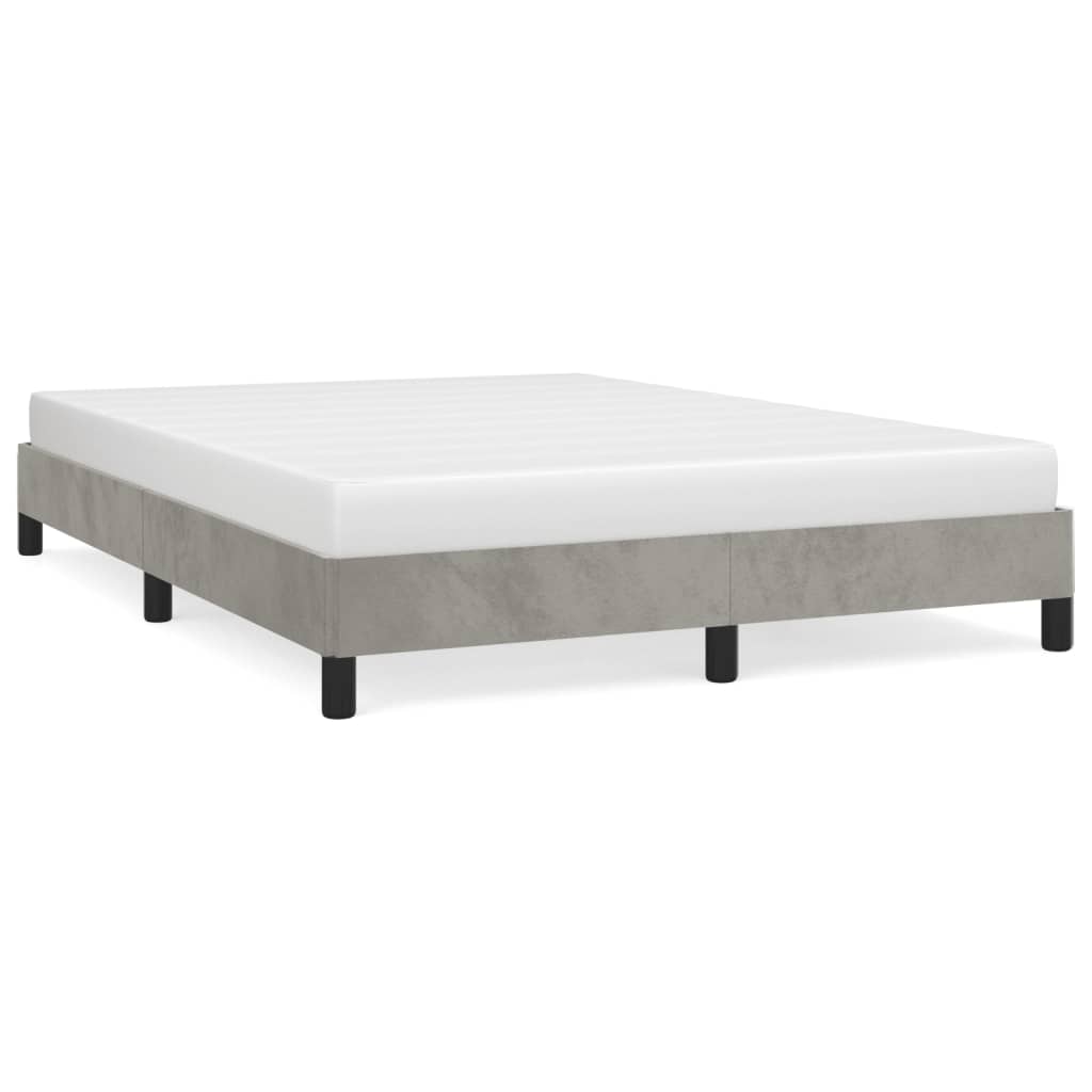 Cadre de lit sans matelas gris clair 140x190 cm velours - XIOS