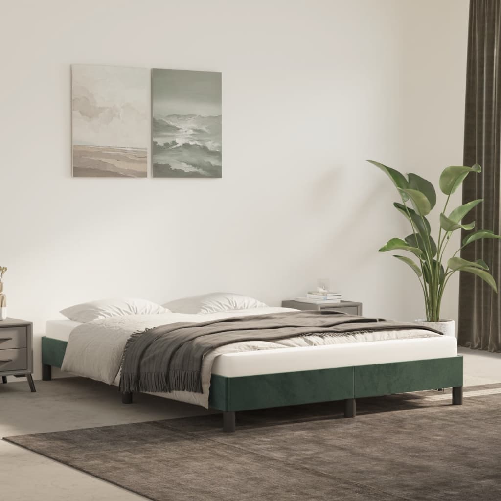 Cadre de lit sans matelas vert foncé 140x190 cm velours - XIOS