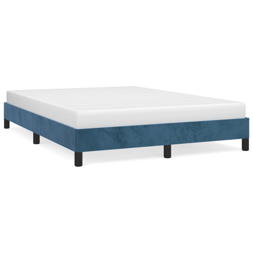 Cadre de lit sans matelas bleu foncé 140x190 cm velours - XIOS