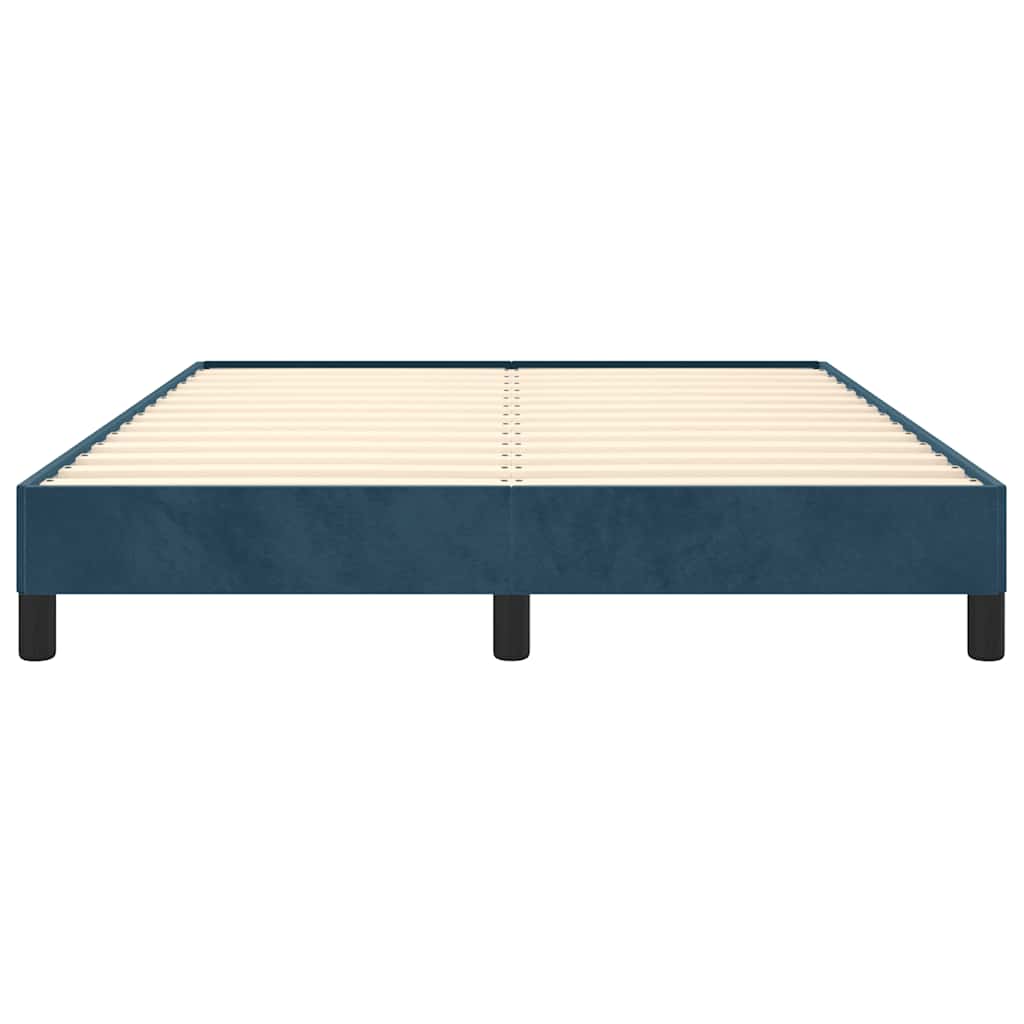 Cadre de lit sans matelas bleu foncé 140x190 cm velours - XIOS