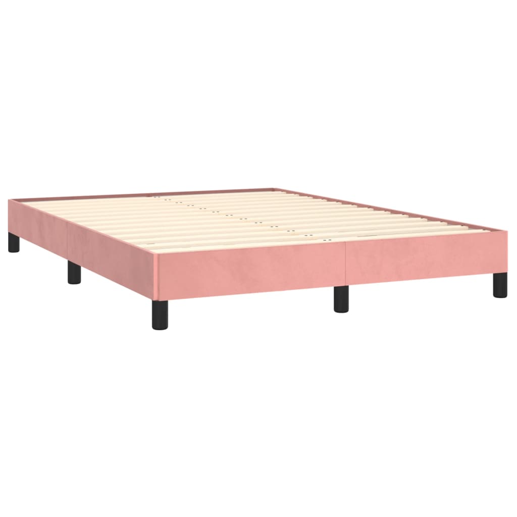Cadre de lit sans matelas rose 140x190 cm velours - XIOS