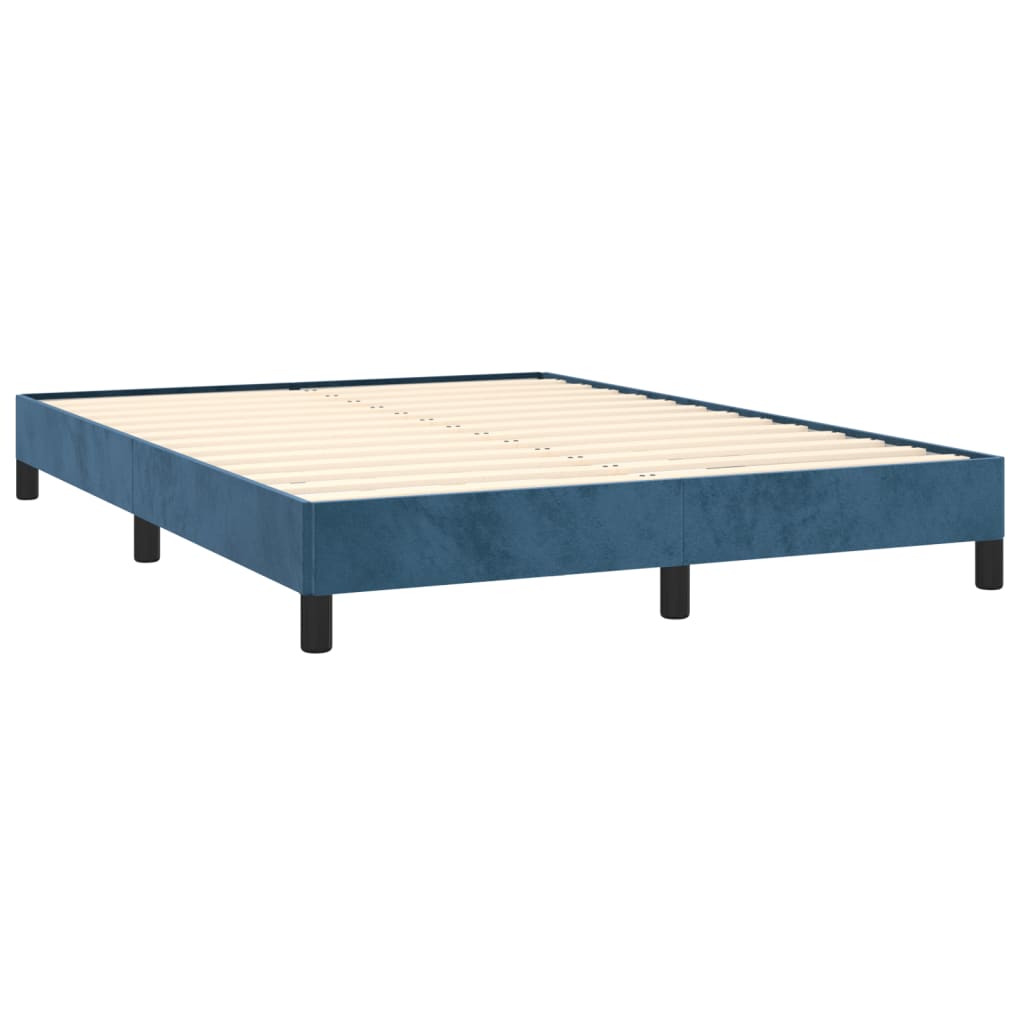 Cadre de lit sans matelas bleu foncé 140x200 cm velours - XIOS