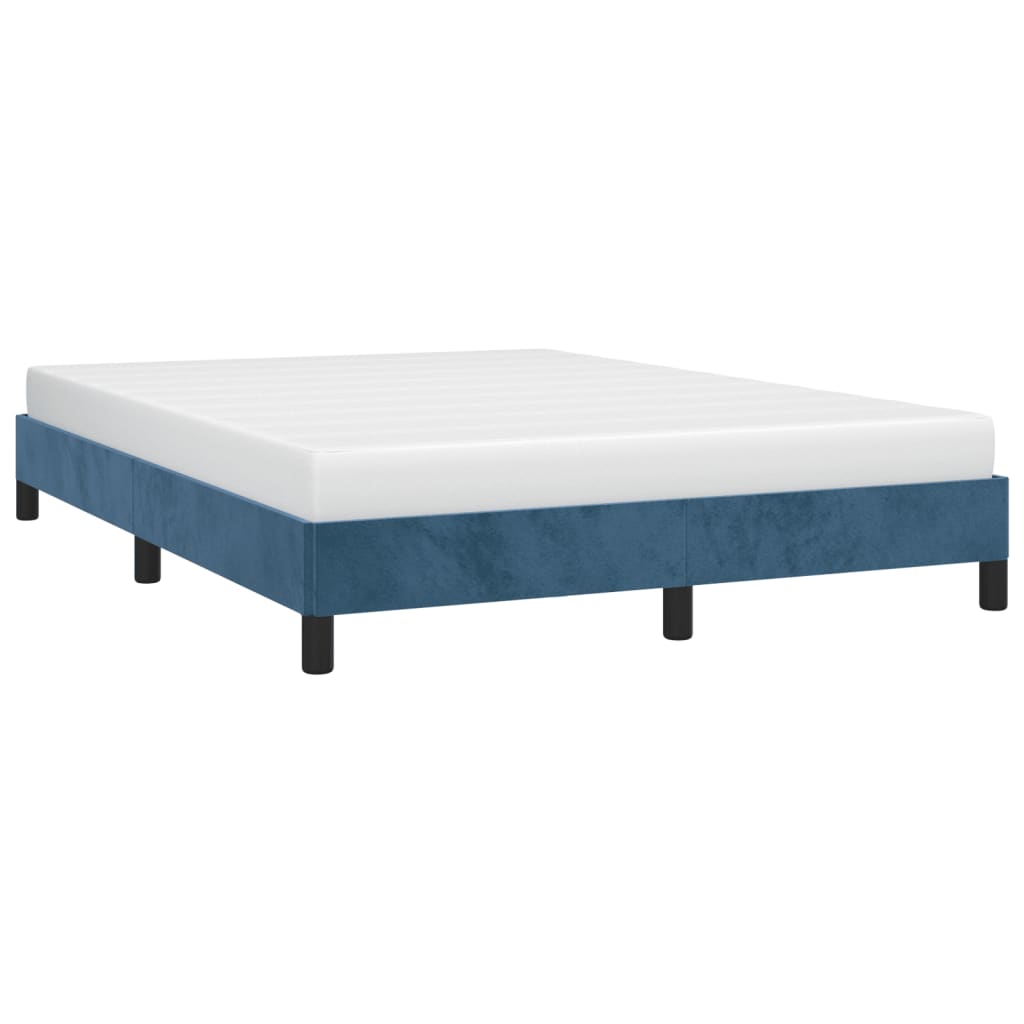 Cadre de lit sans matelas bleu foncé 140x200 cm velours - XIOS