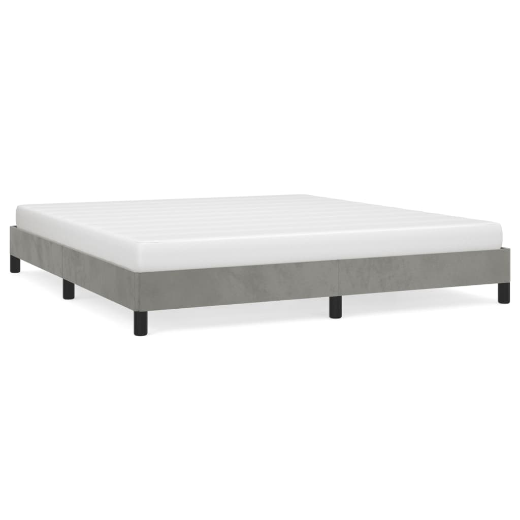 Cadre de lit sans matelas gris clair 160x200 cm velours - XIOS