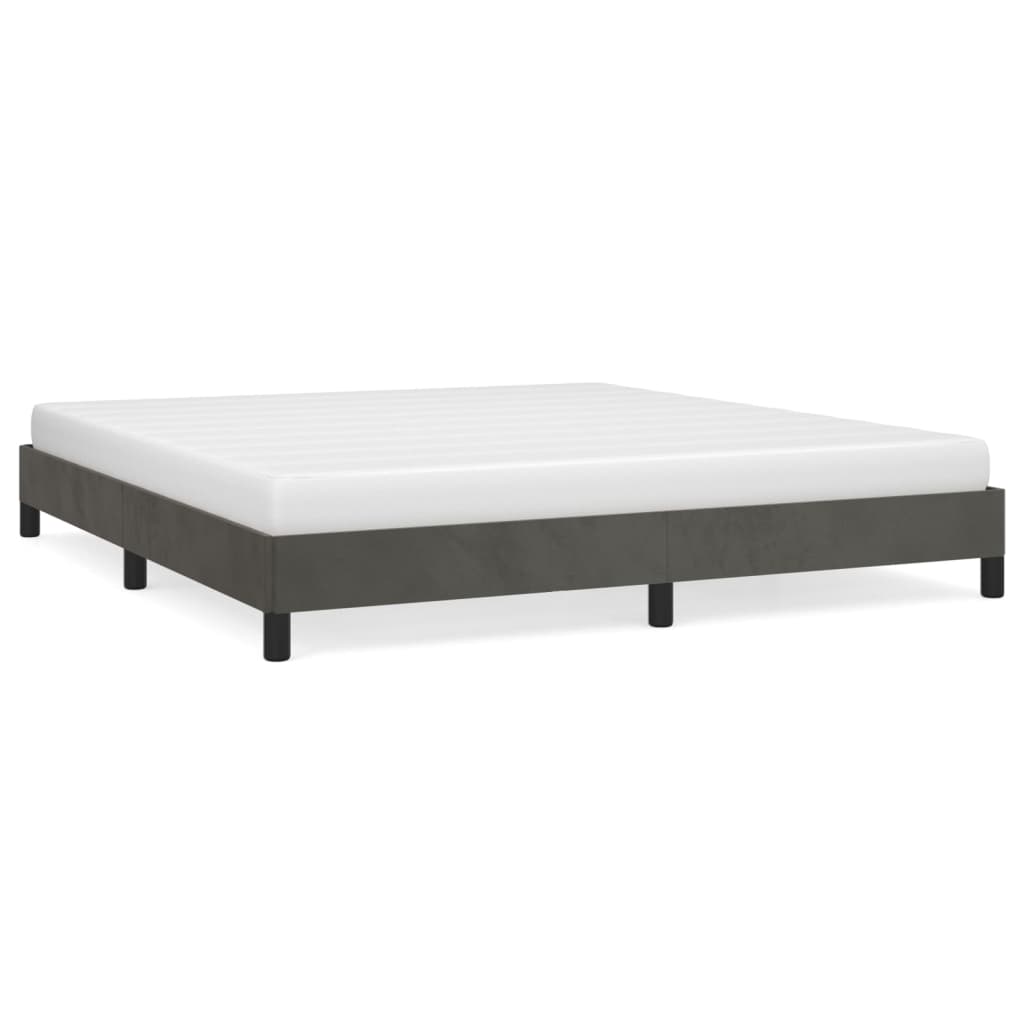 Cadre de lit sans matelas gris foncé 160x200 cm velours - XIOS