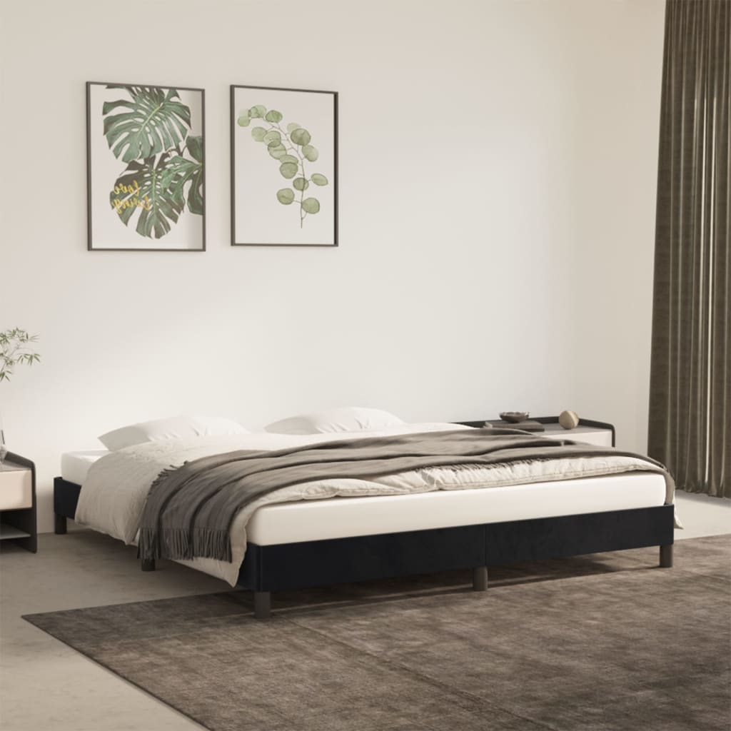 Cadre de lit sans matelas noir 160x200 cm velours - XIOS