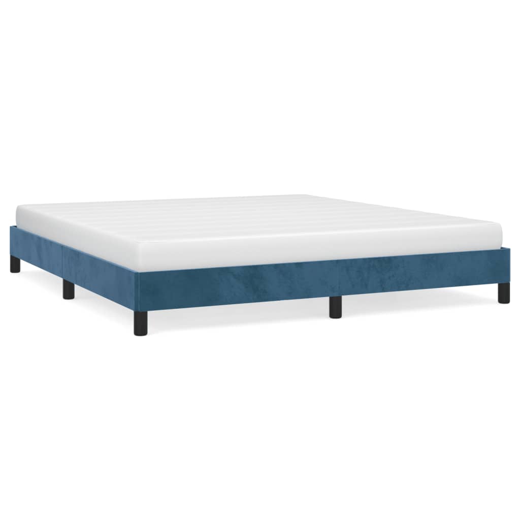 Cadre de lit sans matelas bleu foncé 160x200 cm velours - XIOS