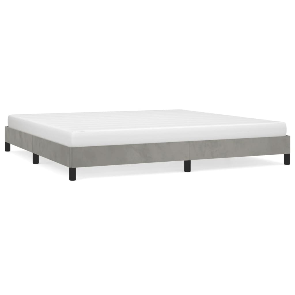 Cadre de lit sans matelas gris clair 200x200 cm velours - XIOS