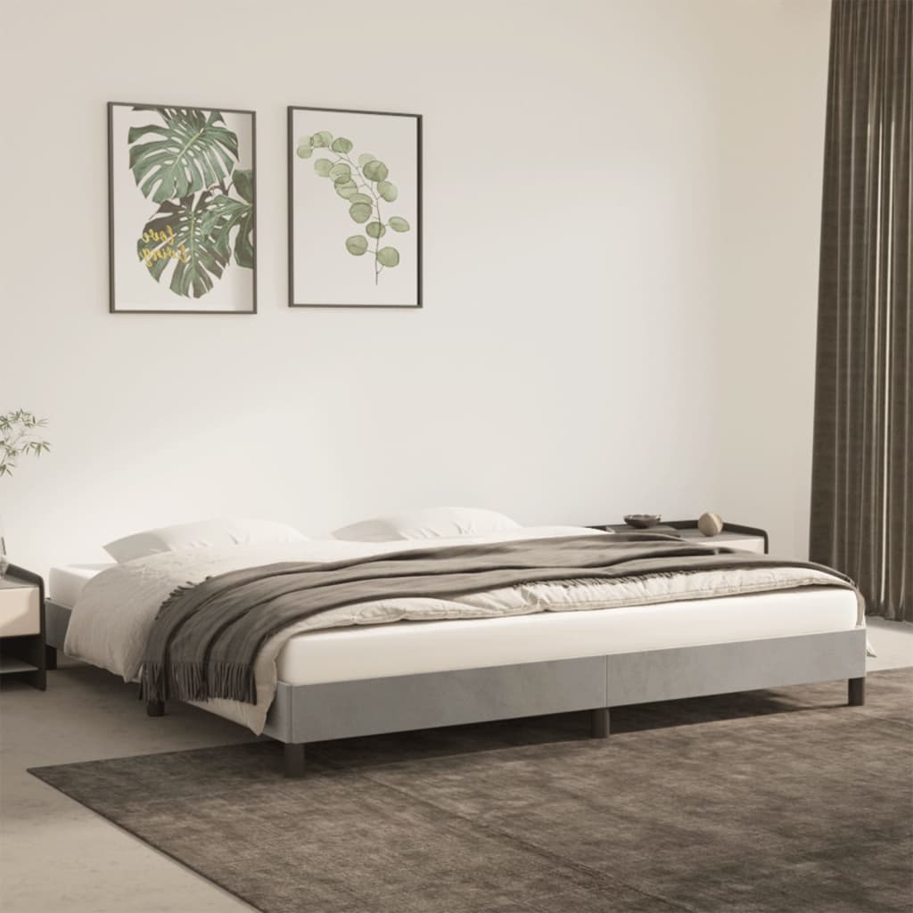 Cadre de lit sans matelas gris clair 200x200 cm velours - XIOS