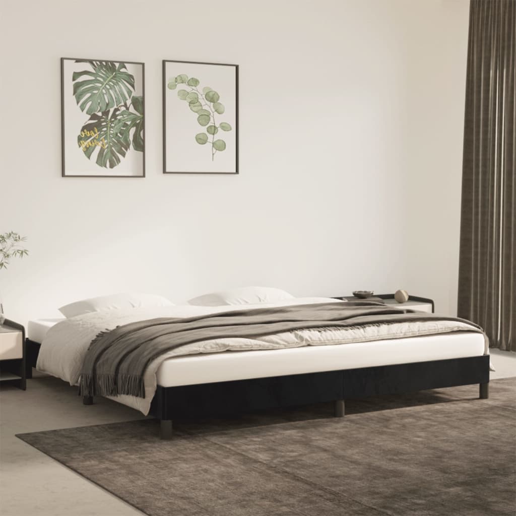 Cadre de lit sans matelas noir 200x200 cm velours - XIOS
