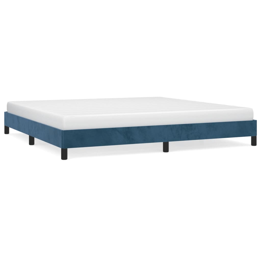 Cadre de lit sans matelas bleu foncé 200x200 cm velours - XIOS