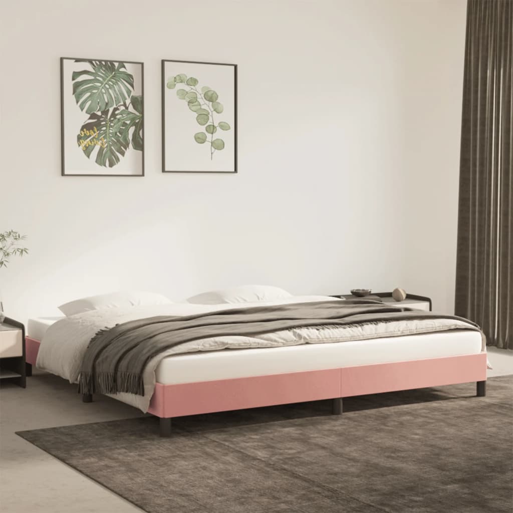 Cadre de lit sans matelas rose 200x200 cm velours - XIOS