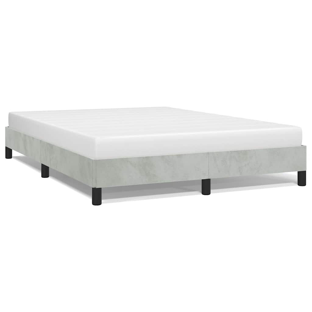 Cadre de lit gris clair 137x190 cm velours - XIOS