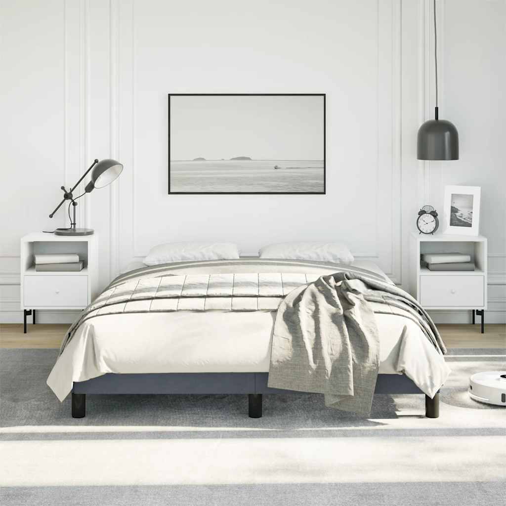 Cadre de lit gris foncé 137x190 cm velours - XIOS
