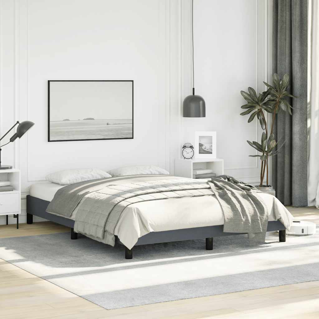 Cadre de lit gris foncé 137x190 cm velours - XIOS