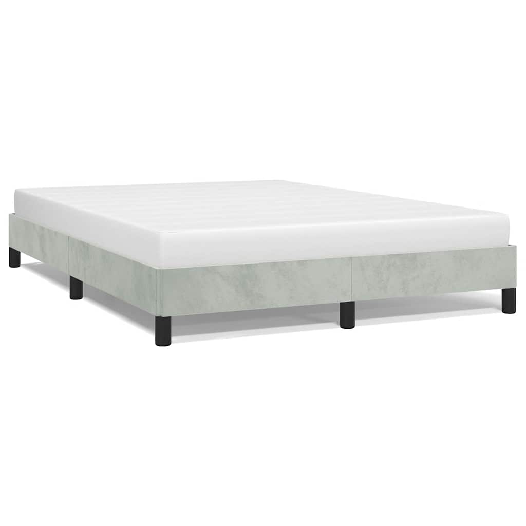 Cadre de lit gris clair 152x203 cm velours - XIOS