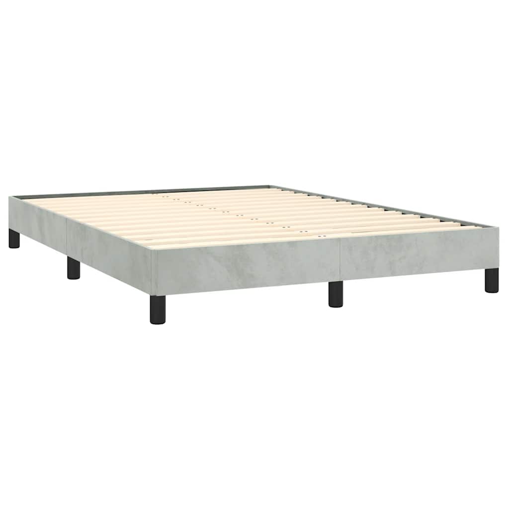 Cadre de lit gris clair 152x203 cm velours - XIOS