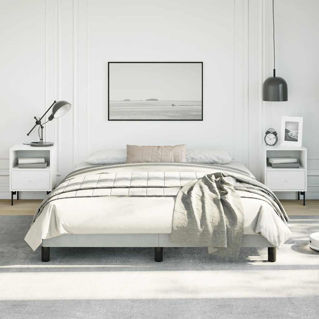 Cadre de lit gris clair 152x203 cm velours - XIOS