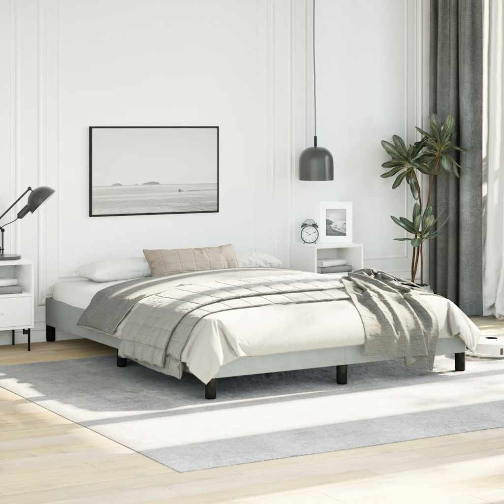 Cadre de lit gris clair 152x203 cm velours - XIOS