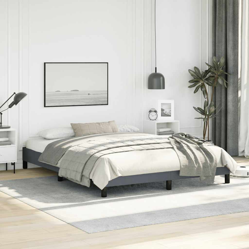 Cadre de lit gris foncé 152x203 cm velours - XIOS