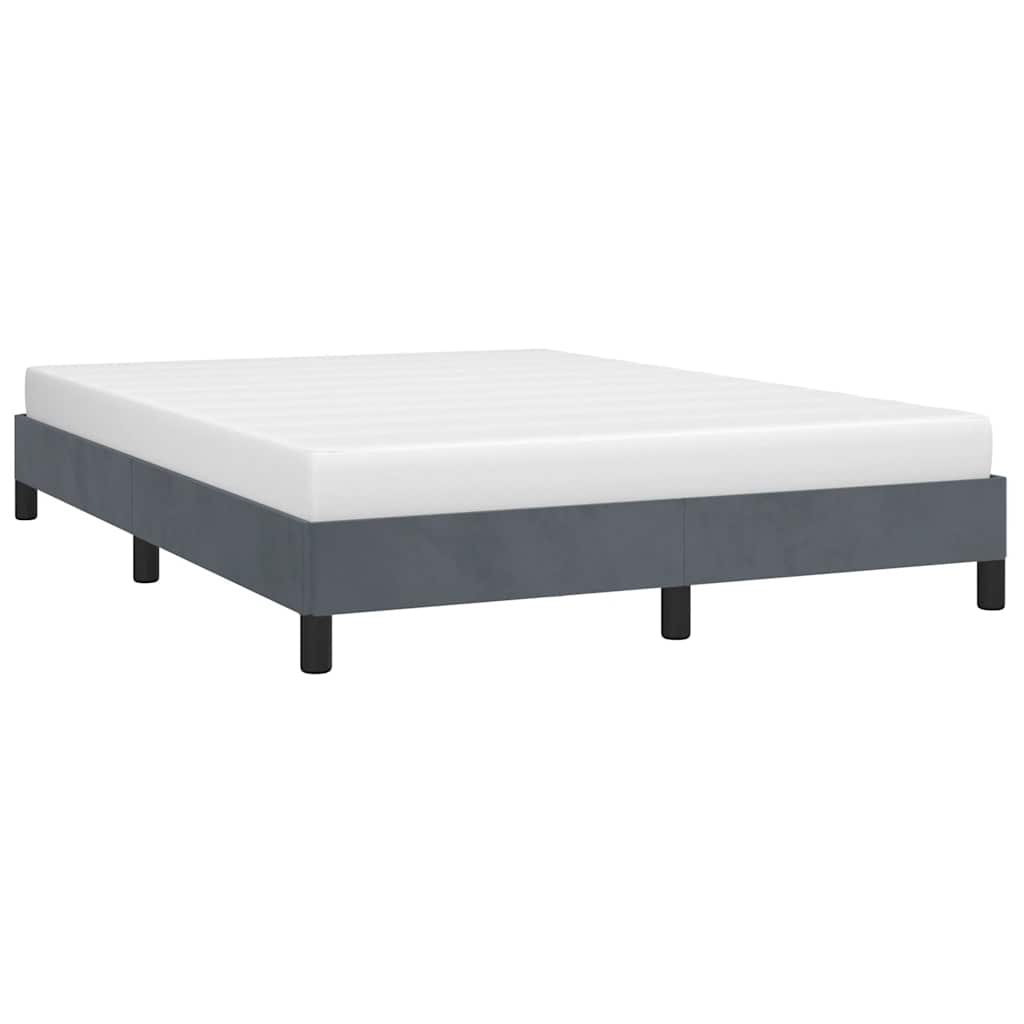 Cadre de lit gris foncé 152x203 cm velours - XIOS