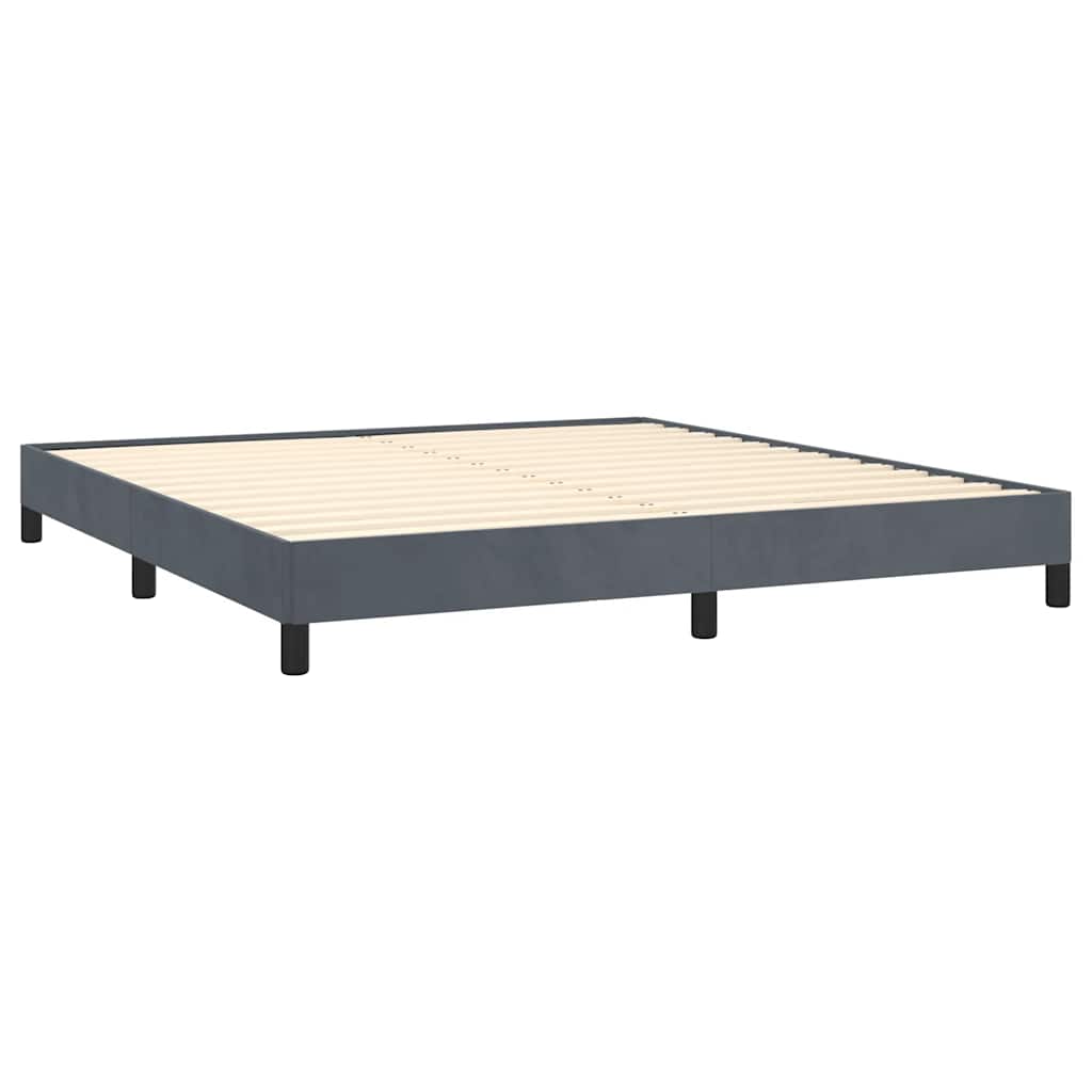 Cadre de lit gris foncé 193x203 cm velours - XIOS